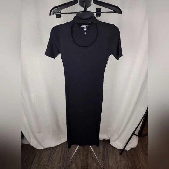 LOVE ADY NECK CUTOUT RIB KNIT BLACK DRESS SIZE XS (0-2) NWT - Picture 3 of 15